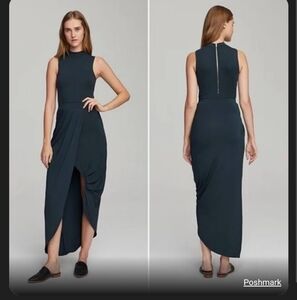 Marste' modal blend dark green faux wrap elastic waist versatile skirt